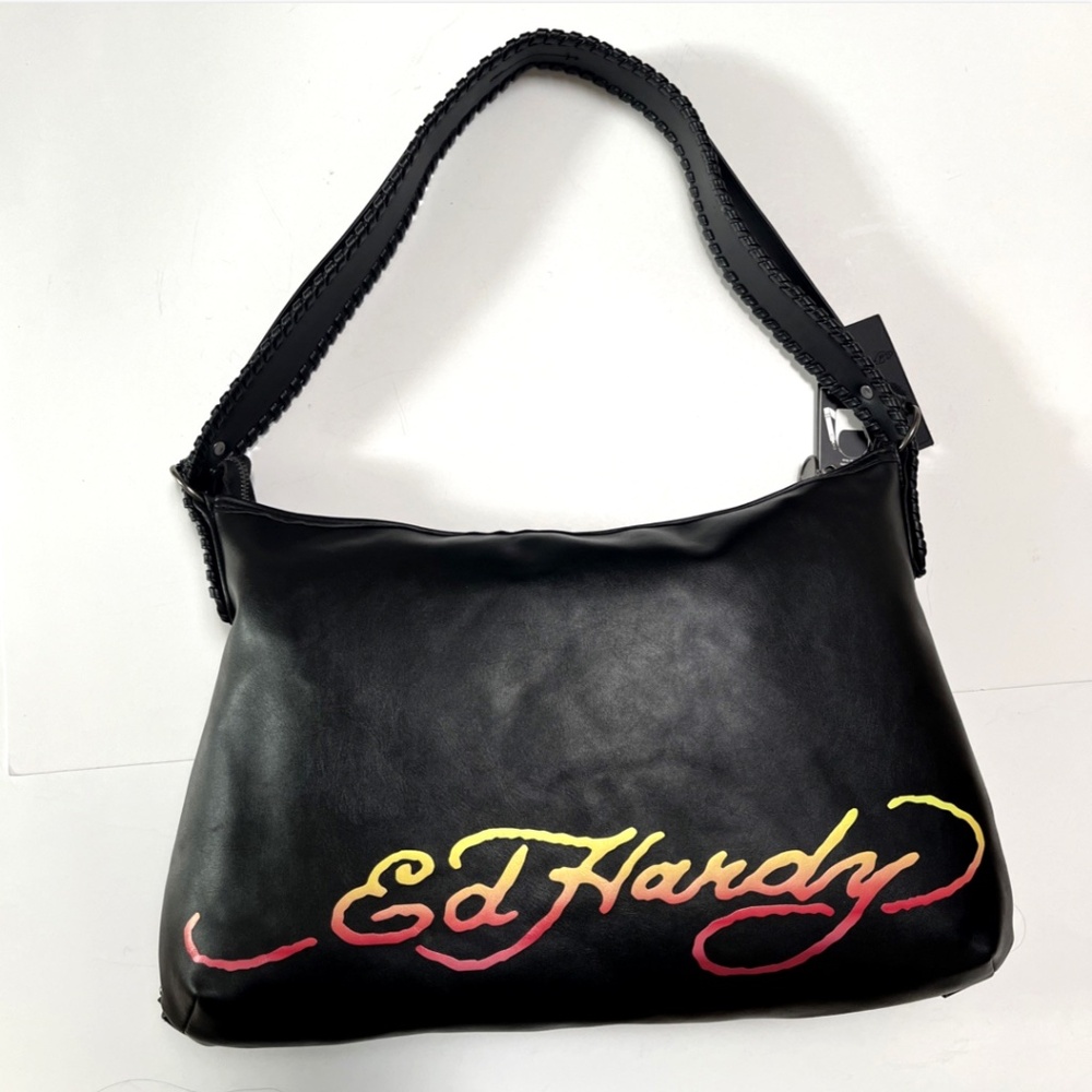 Ed Hardy Multicolor Floral & Horse Hobo Bag with Black Trim - Picture 6 of 8